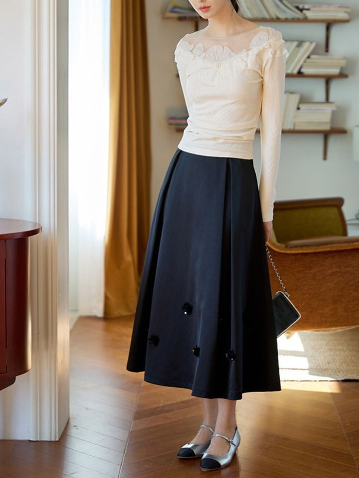 Mesh Applique Slim Fit Top