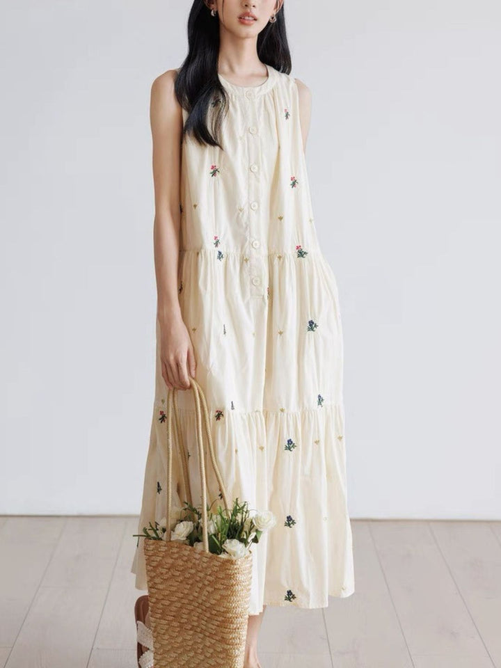 Round Neck Sleeveless A-Line Dress