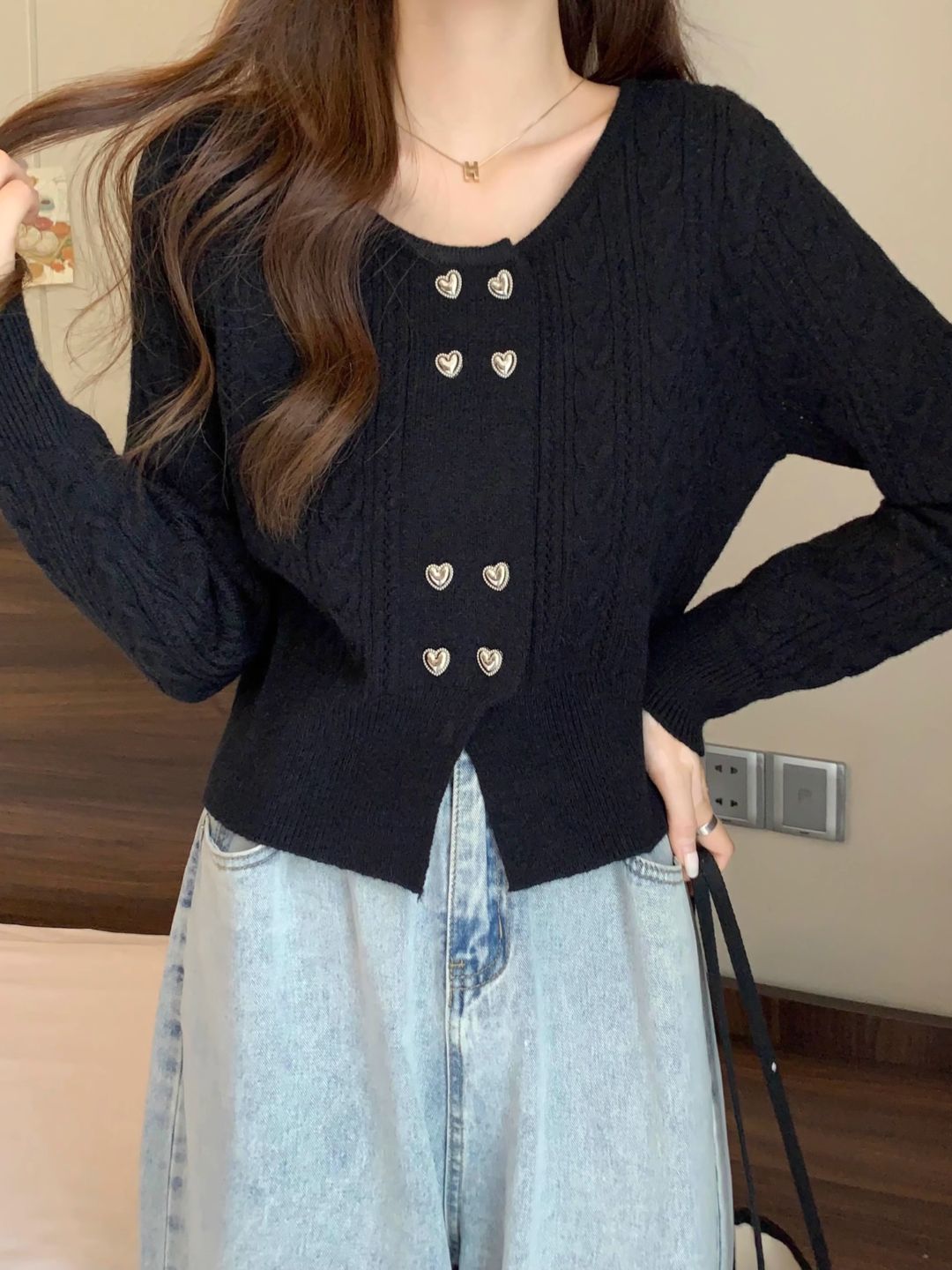 Double Breasted Knit Cardigan