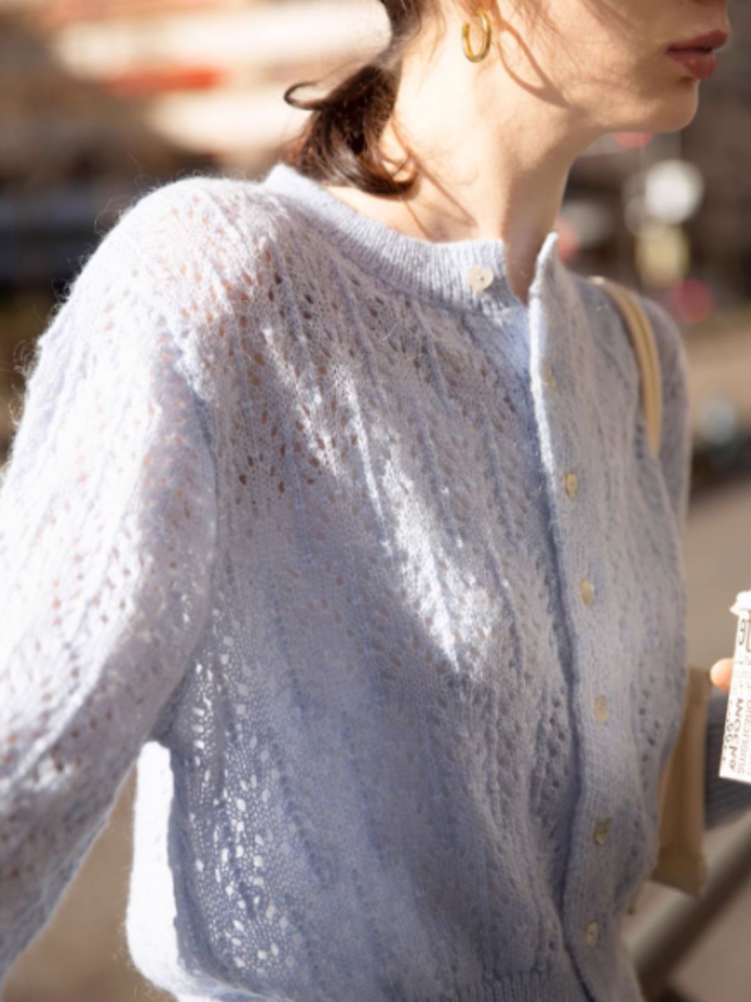 French Retro Hollow Sweater - Purple