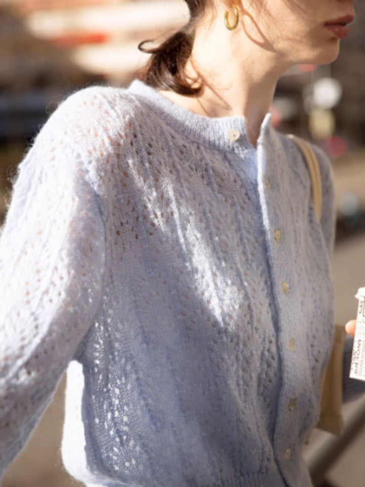 French Retro Hollow Sweater - Purple