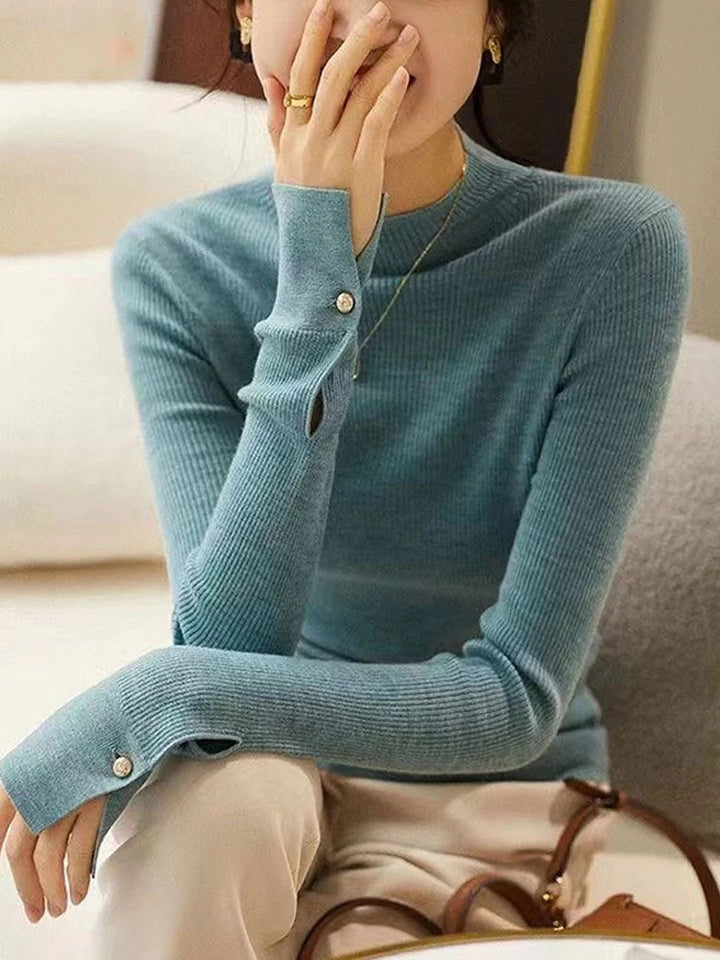 Turtleneck Solid Color Knitted Sweater