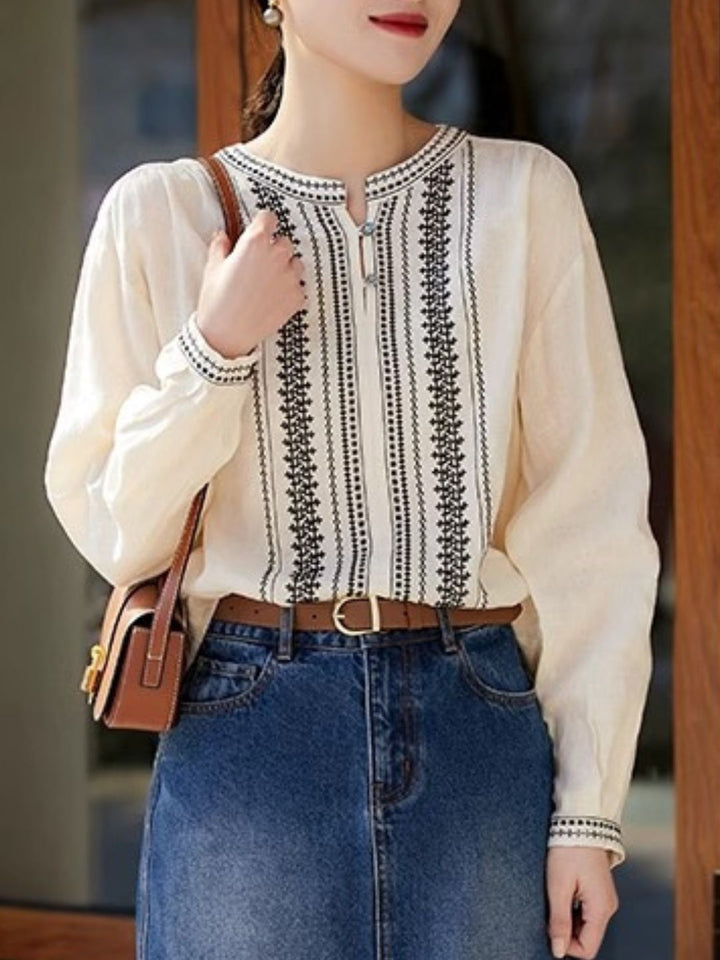 Classic Crew Neck Embroidered Shirt