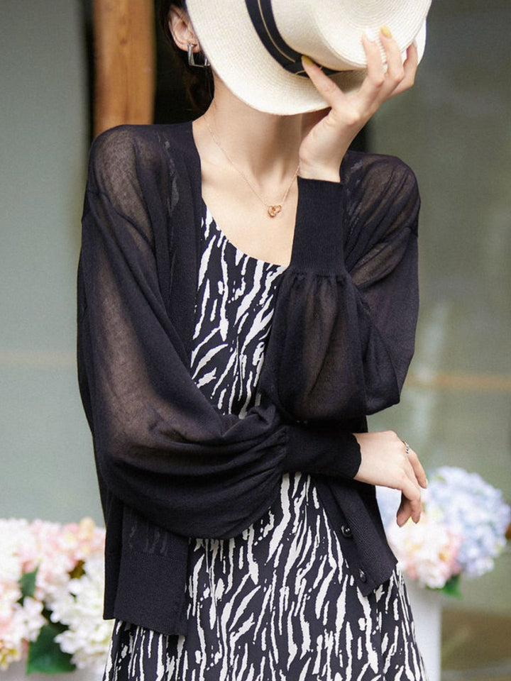 Lightweight Breathable V-Neck Knitted Cardigan