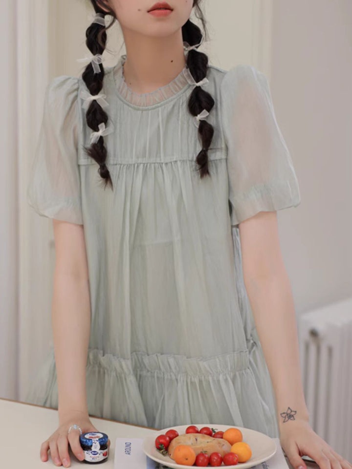 Ruffled Stand Collar Dress