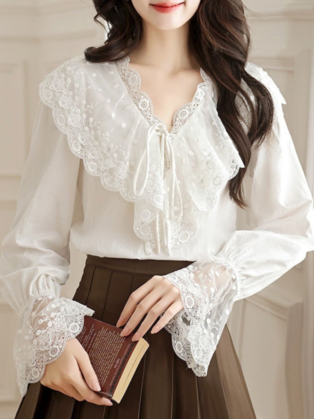 V-Neck Lace Shirt