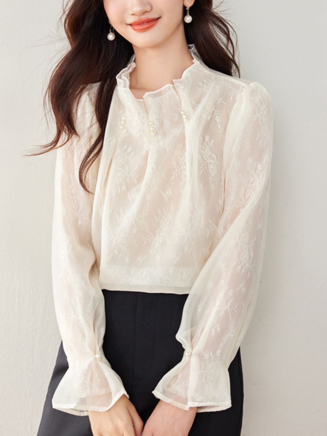 Pearl Pleated Chiffon Top