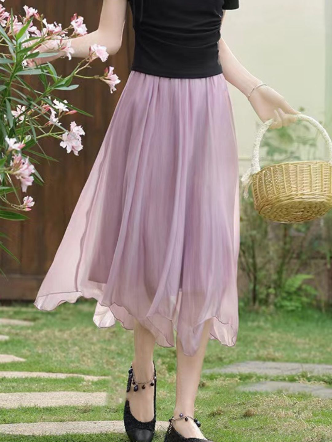 Mesh Puffy Skirt - Purple