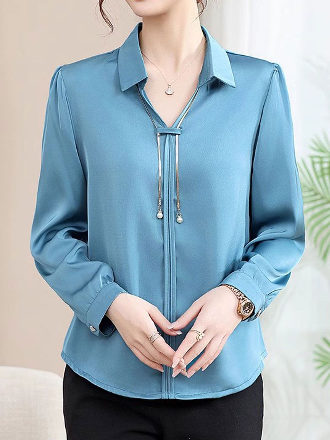 Elegant V-Neck Satin TOP