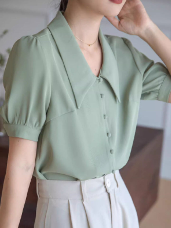 V-neck Puff Sleeve Top