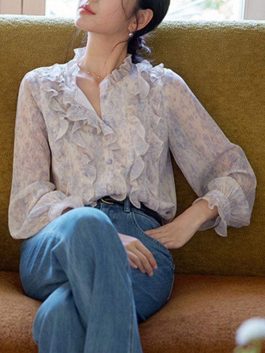 Vintage Ruffle Print Shirt