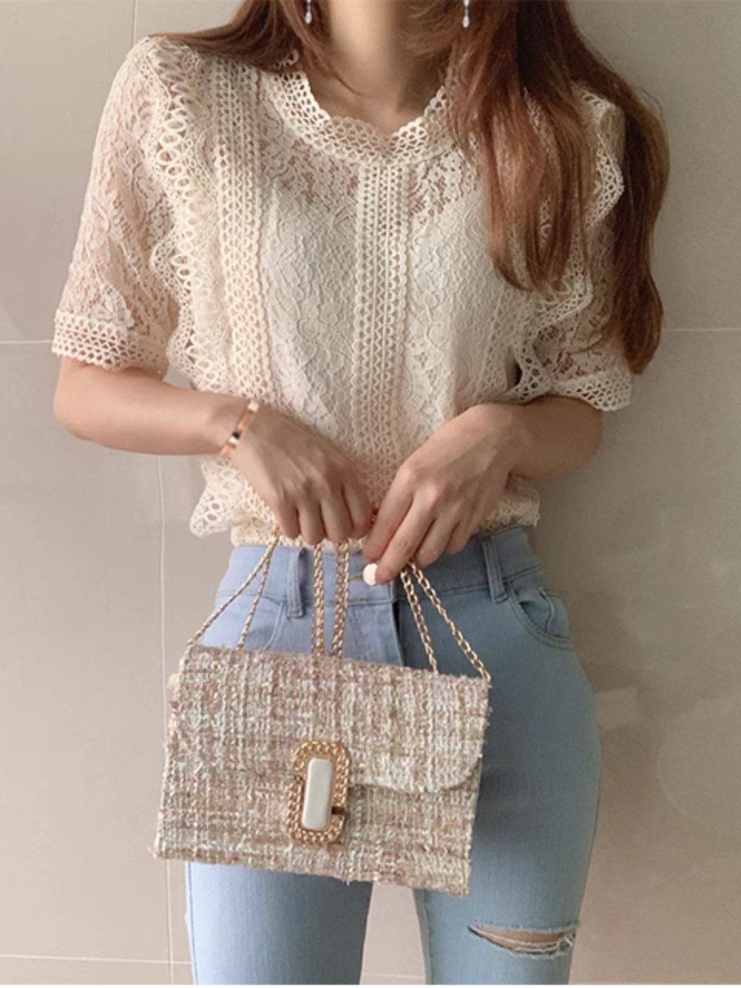 Lace Short Sleeve Shirt