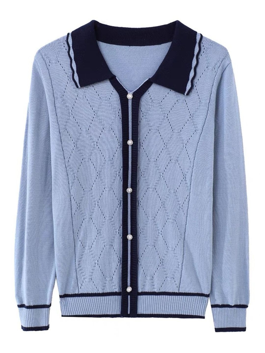 Classic Lapel Knitted Sweater - Green