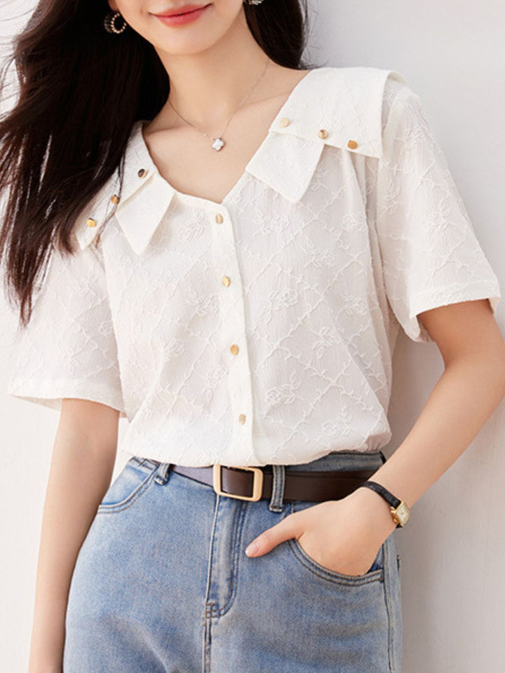 Loose Jacquard Chiffon Top