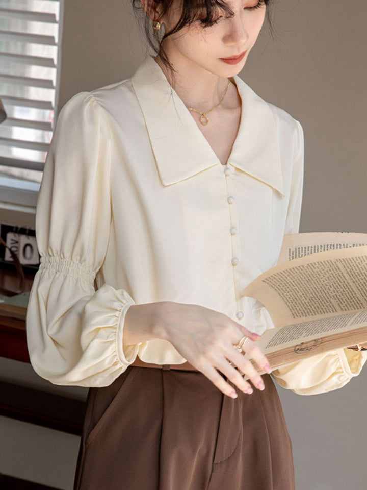 Fashion Lapel Lantern Sleeve Shirt