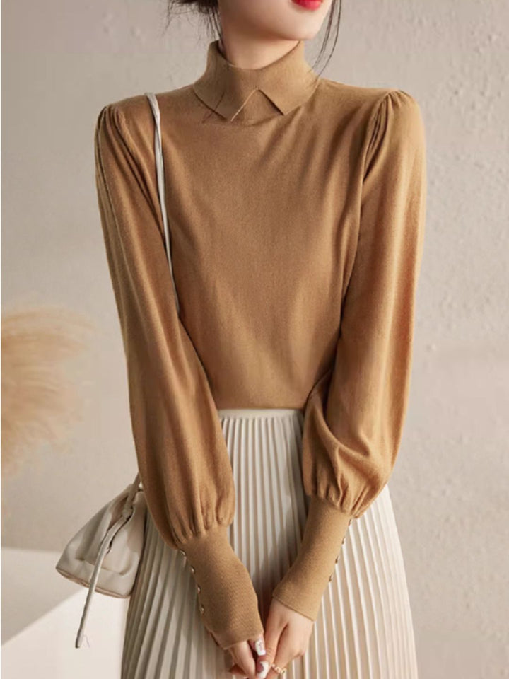 Vintage Turtleneck Knitted Sweater -Black