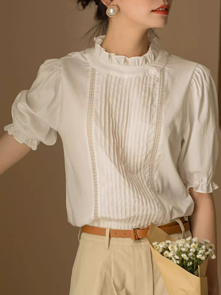 Accordion Pleated Commuter White Shirt