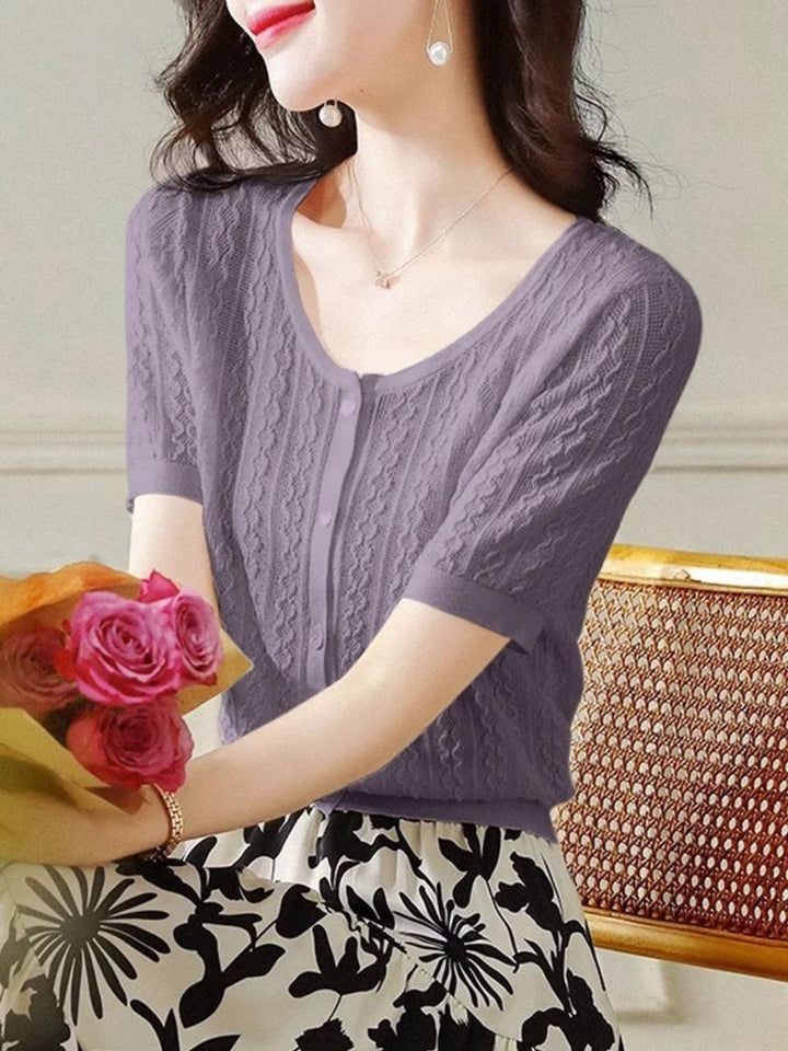 Button-down Cardigan Slim Fit Knitted - Purple