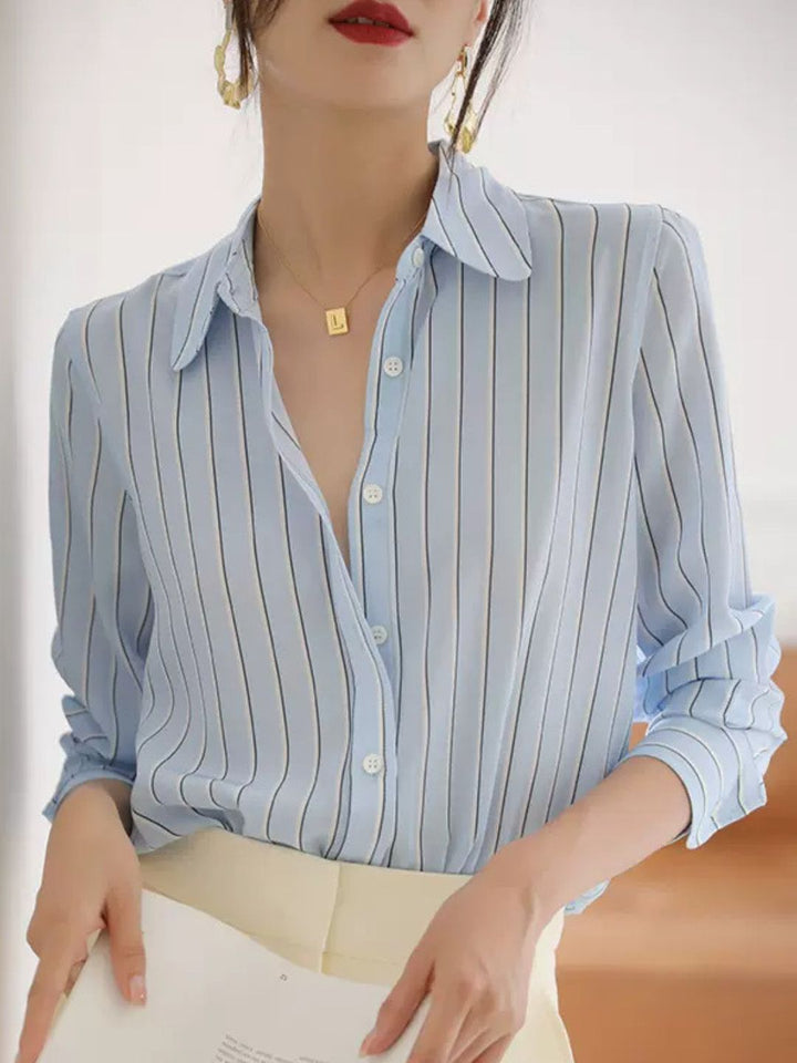 Commuter Lapel Striped Shirt