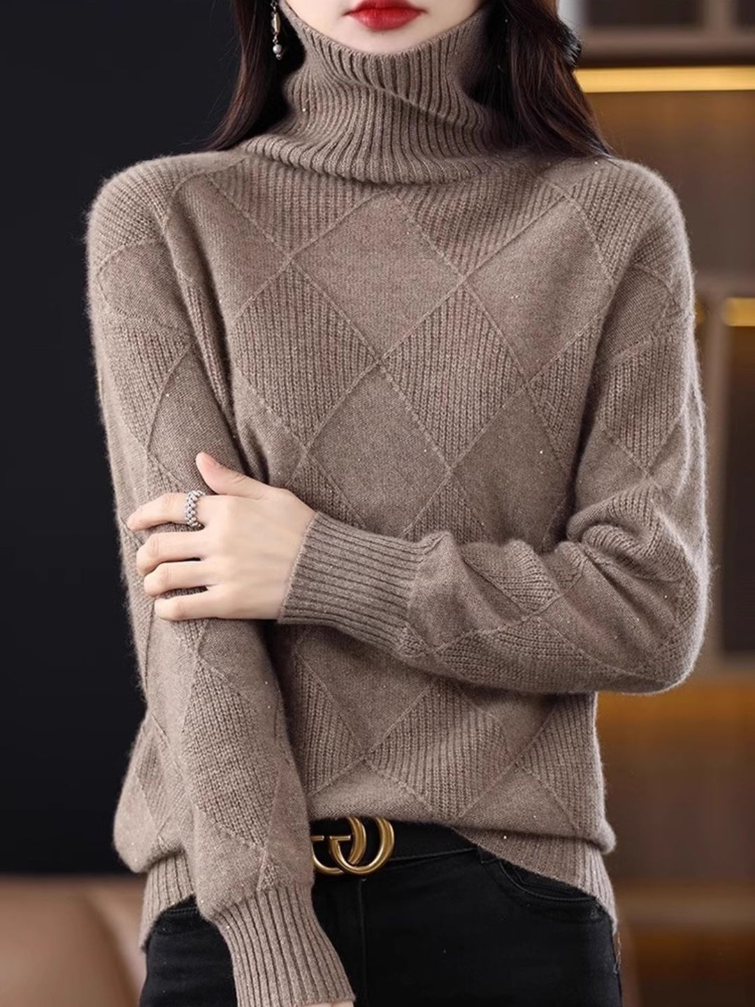 Loose Turtleneck Knitted Sweater