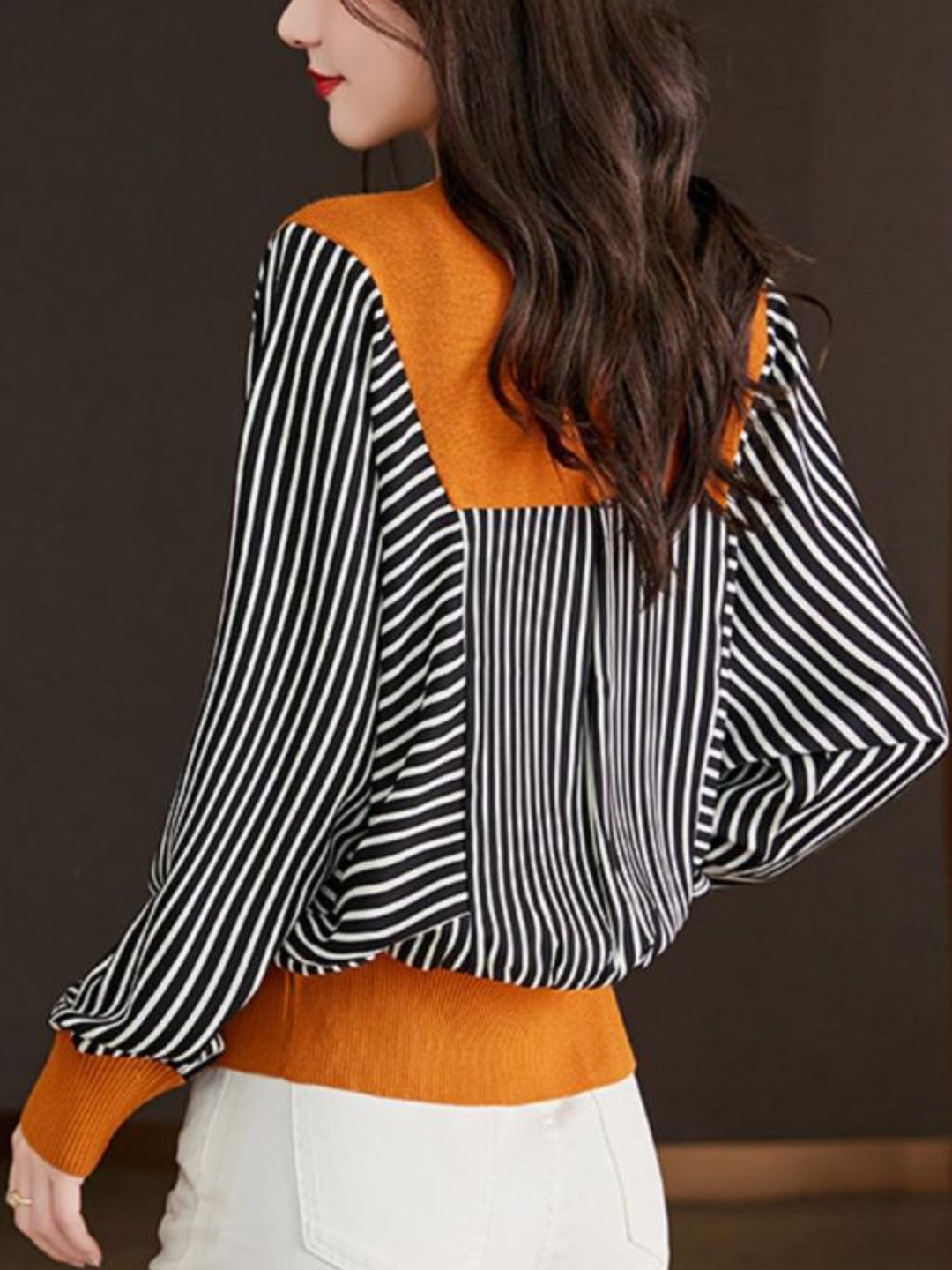 Casual V-Neck Striped Knitted Cardigan
