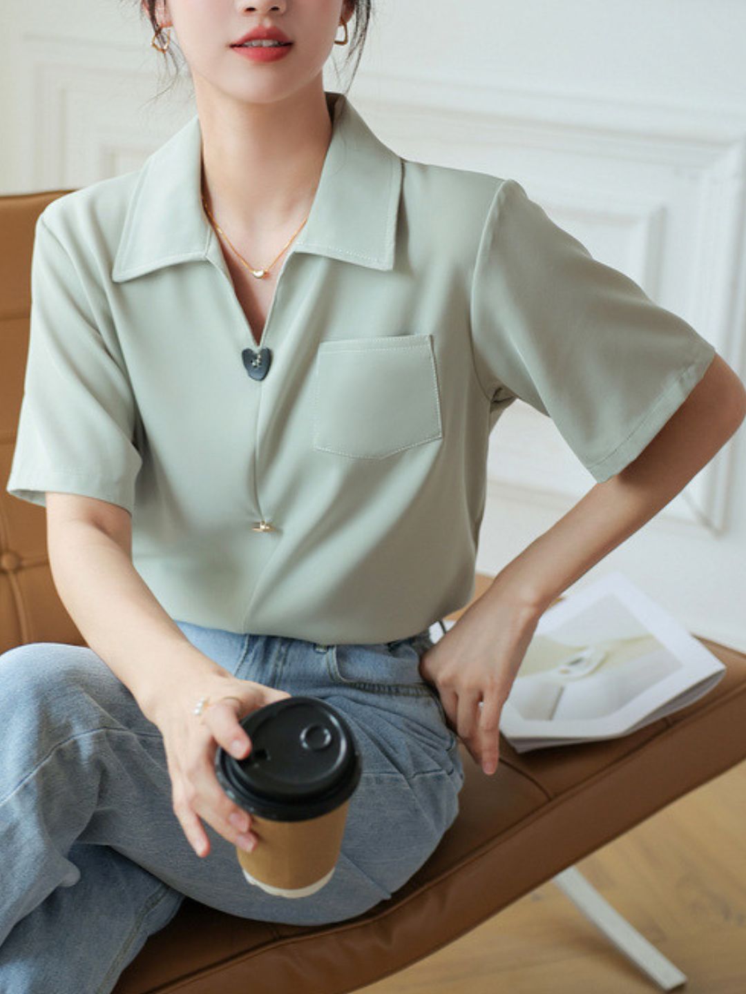 V-Neck Short-Sleeved Shirt