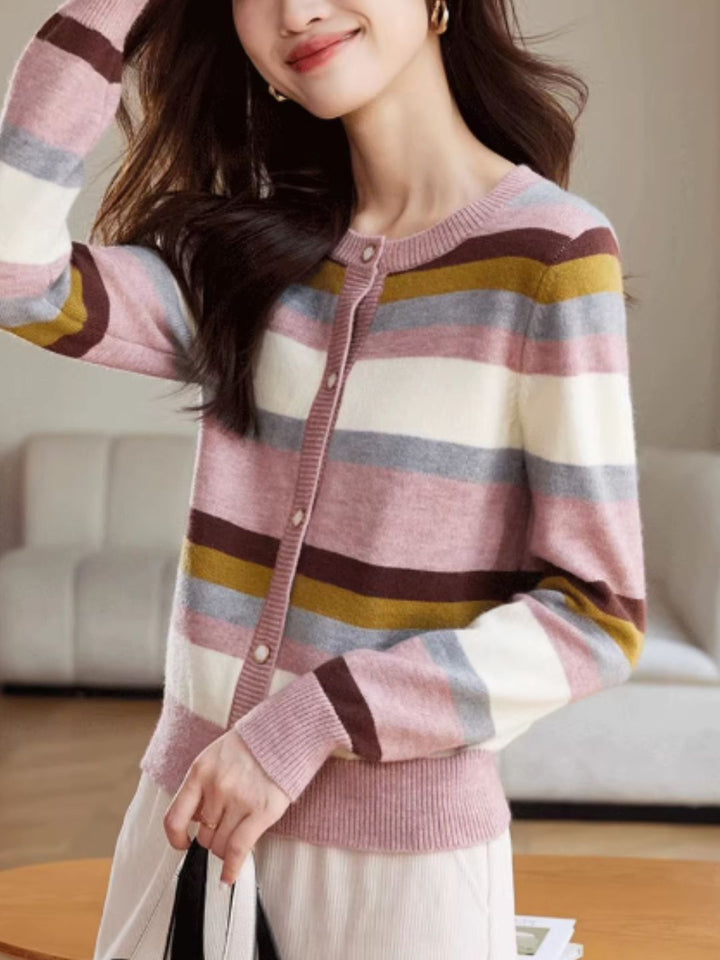 Rainbow Stripe Knit Cardigan