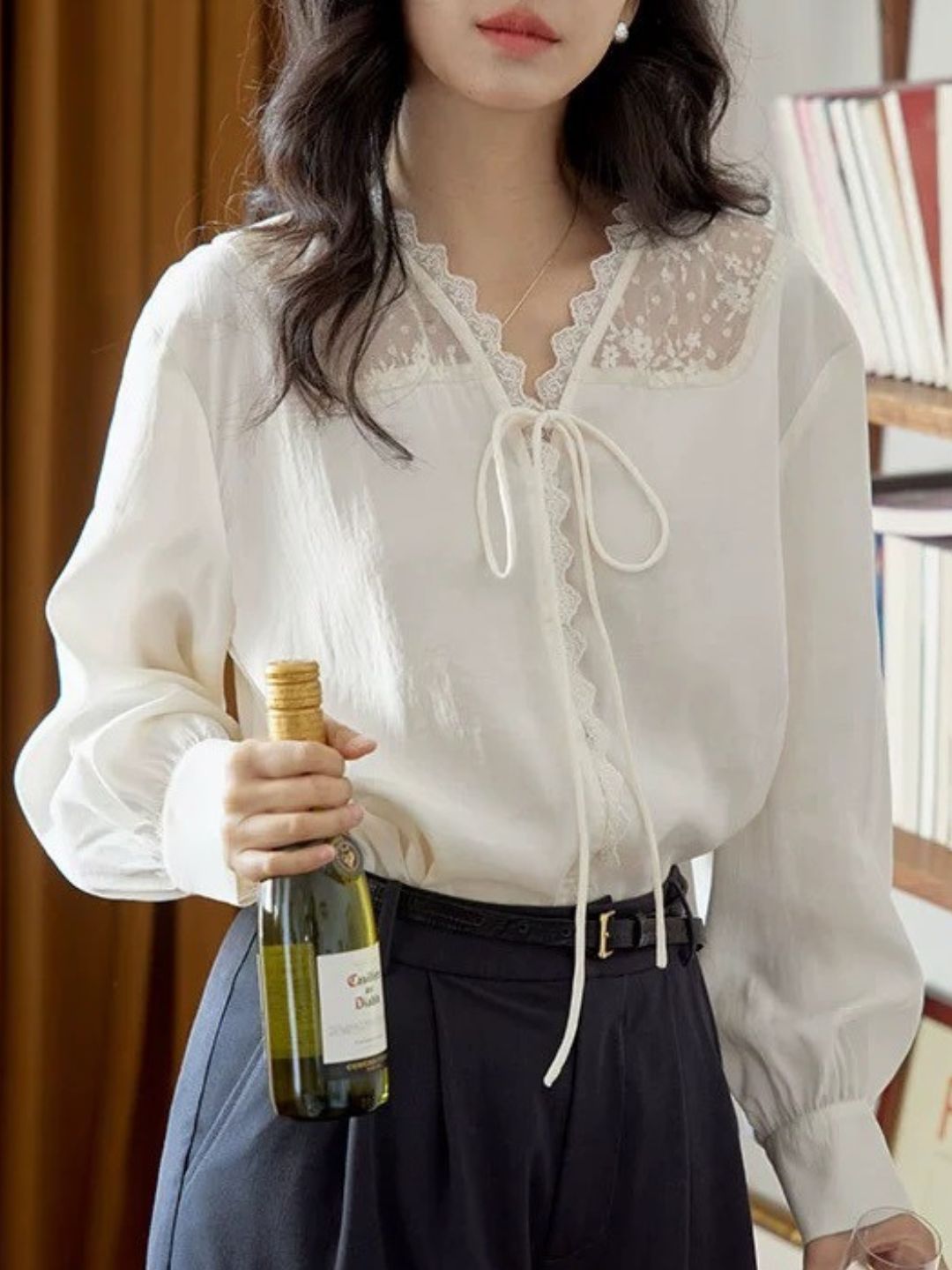 Lace Hollow Long Sleeve Top