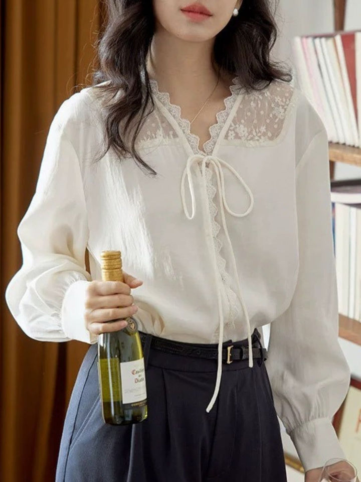 Lace Hollow Long Sleeve Top