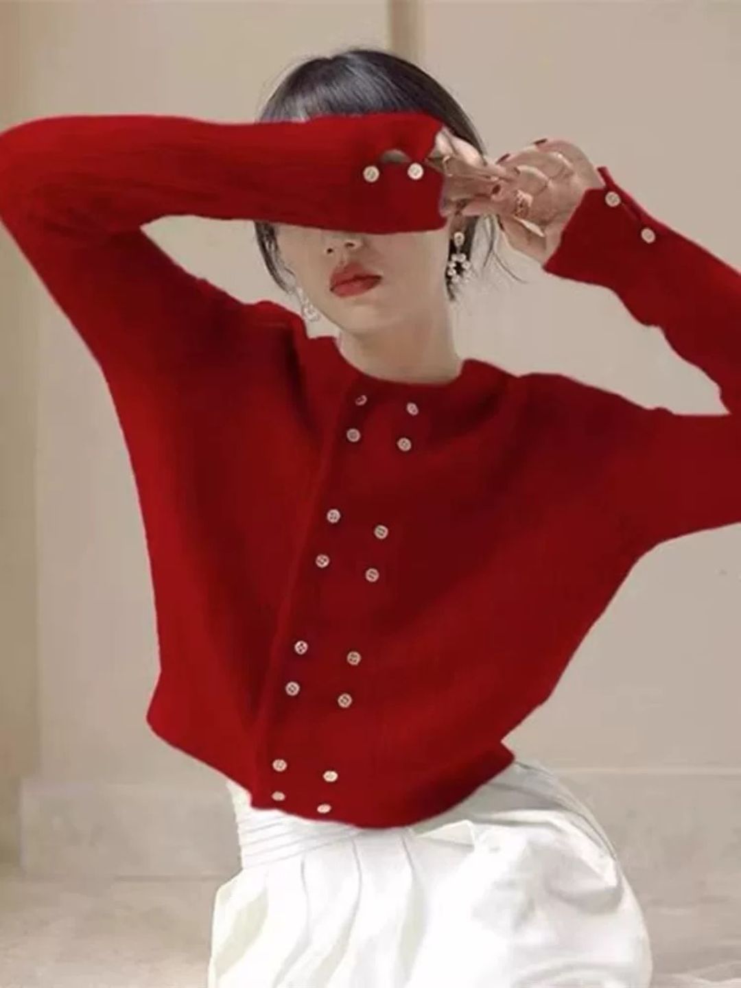 Double Breasted Knit Cardigan - Blue