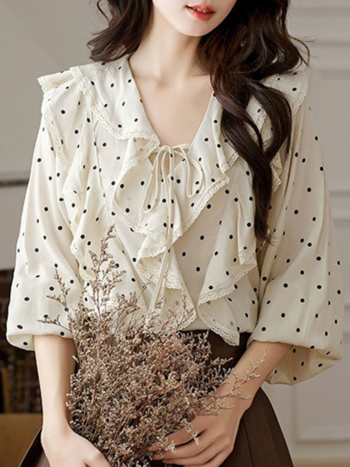 Retro Ruffled Polka Dot Top