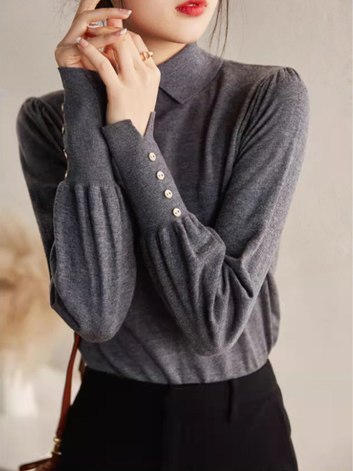 Vintage Turtleneck Knitted Sweater -Black