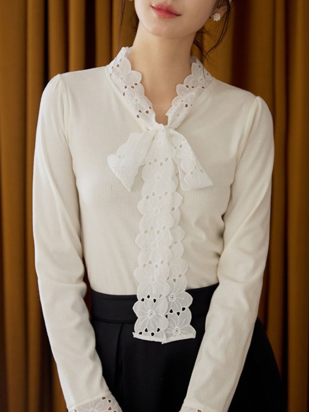 Lace-Up Long-Sleeved Top