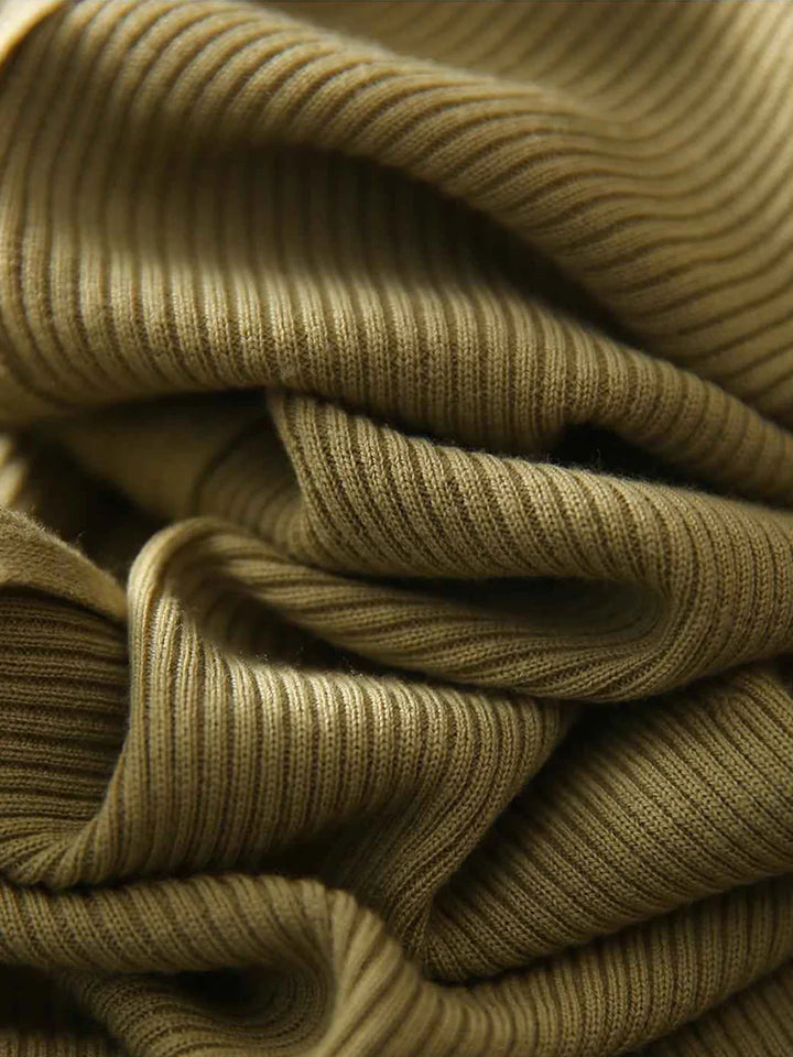 Crew Neck Solid Color Button Knitted Top