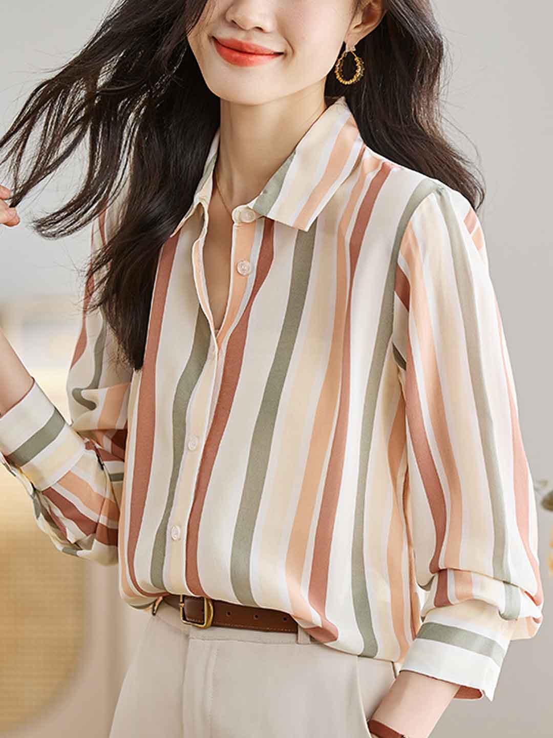 Striped Long Sleeve Shirt Top
