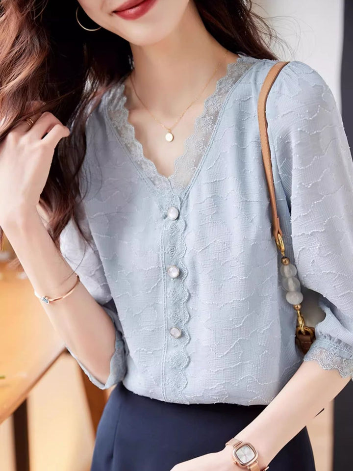Chiffon V-neck Shirt