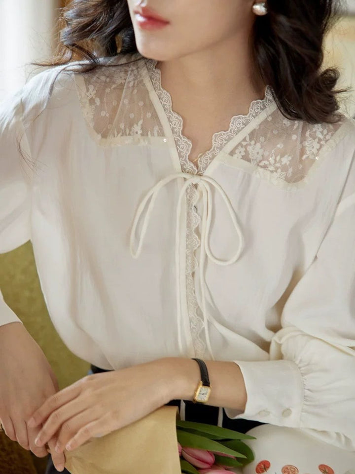 Lace Hollow Long Sleeve Top