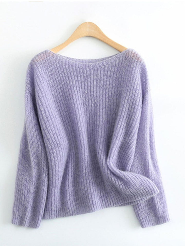 Loose Crew Neck Long Sleeve Knit Top