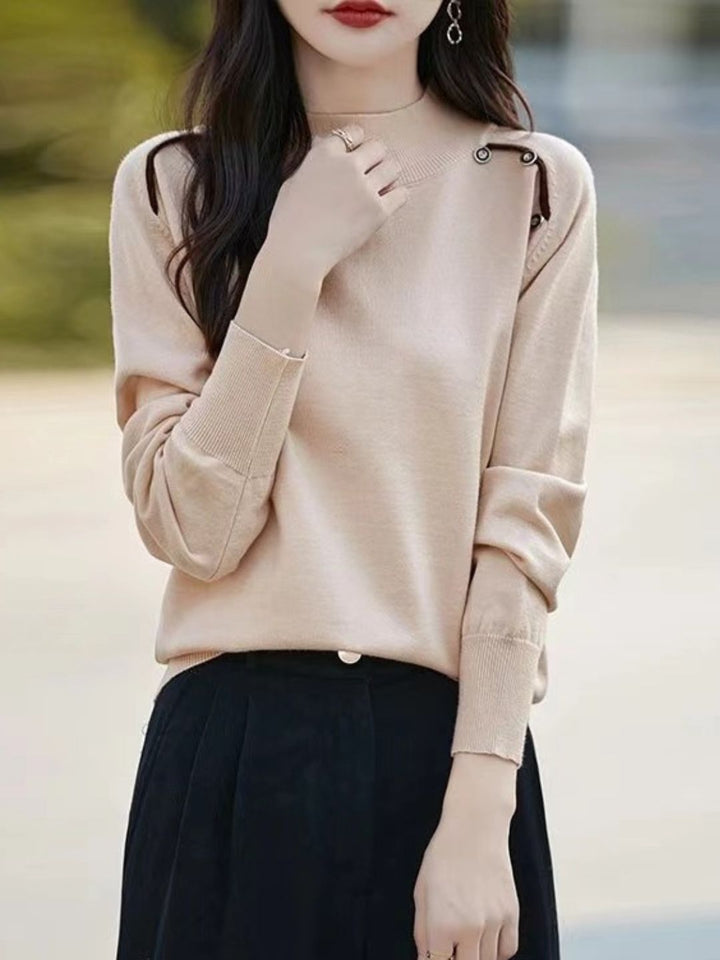 Classic Turtleneck Solid Color Knitted Sweater - Yellow