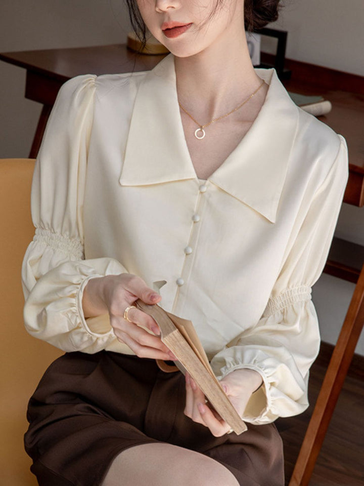 Fashion Lapel Lantern Sleeve Shirt