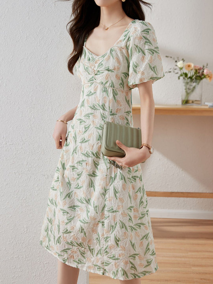 Square Neck Jacquard Dress