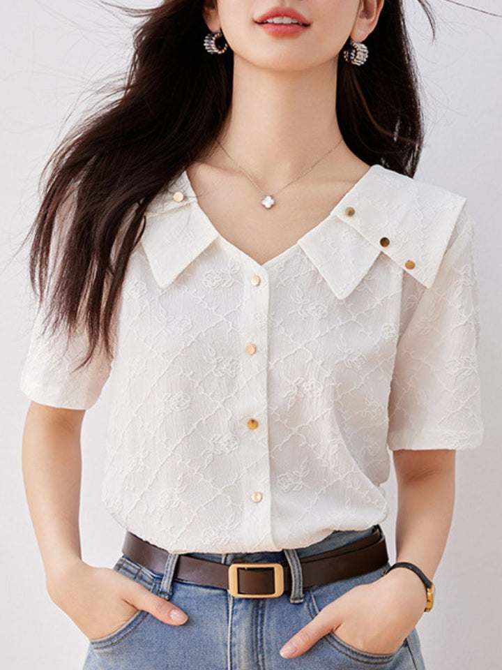 Loose Jacquard Chiffon Top