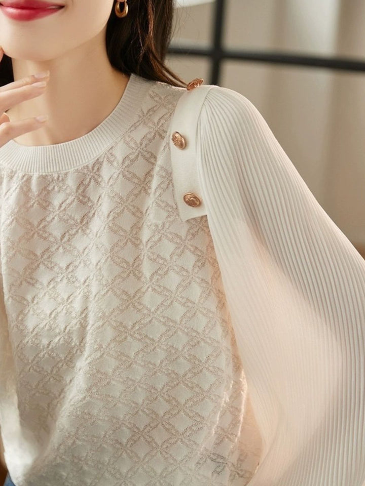 Lace Panel Mesh Long Sleeve T-Shirt -Black