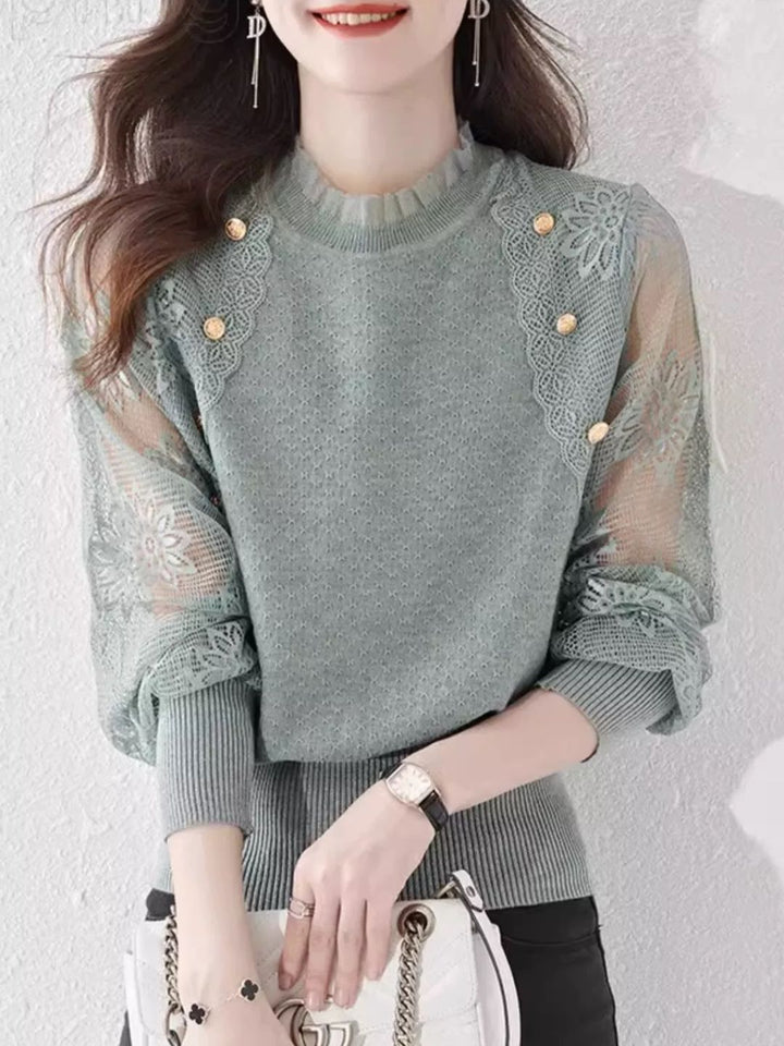 Chic Thin Lace Knitted Bottoming Sweater