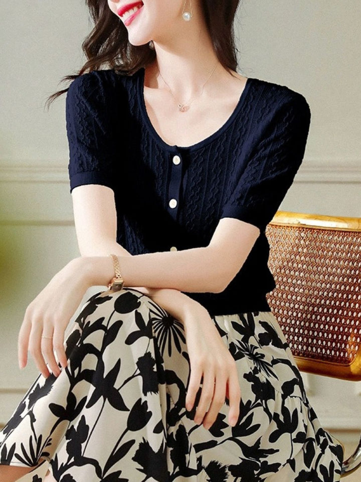 Button-down Cardigan Slim Fit Knitted - Purple