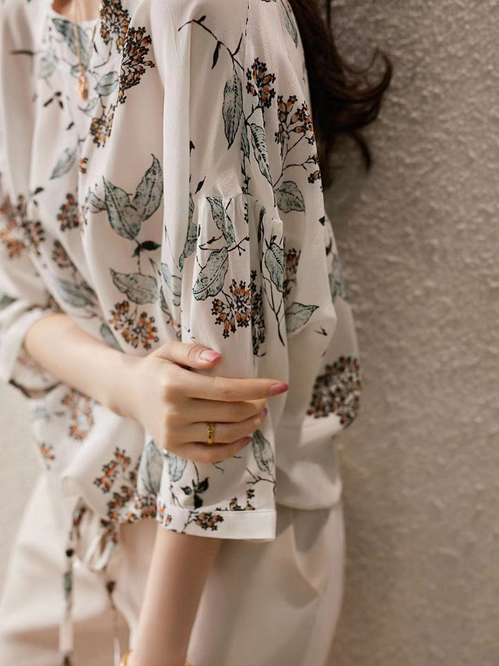 Floral Chiffon Artistic Style Shirt