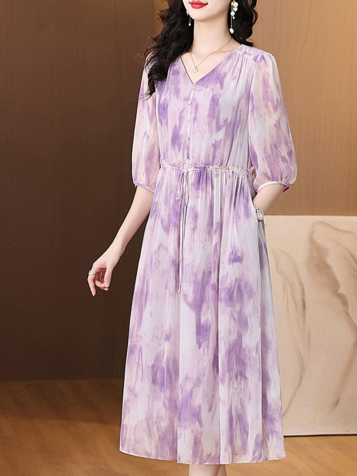 Clear Gradient Purple Print Dress