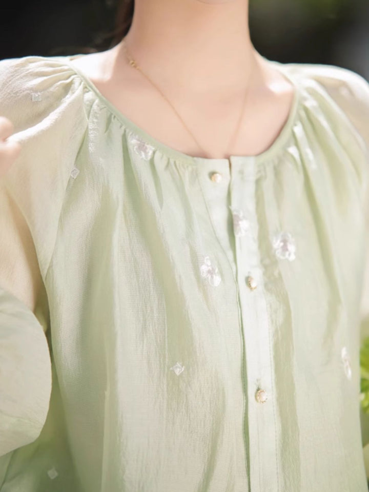 Sweet Floral Short-sleeved Shirt