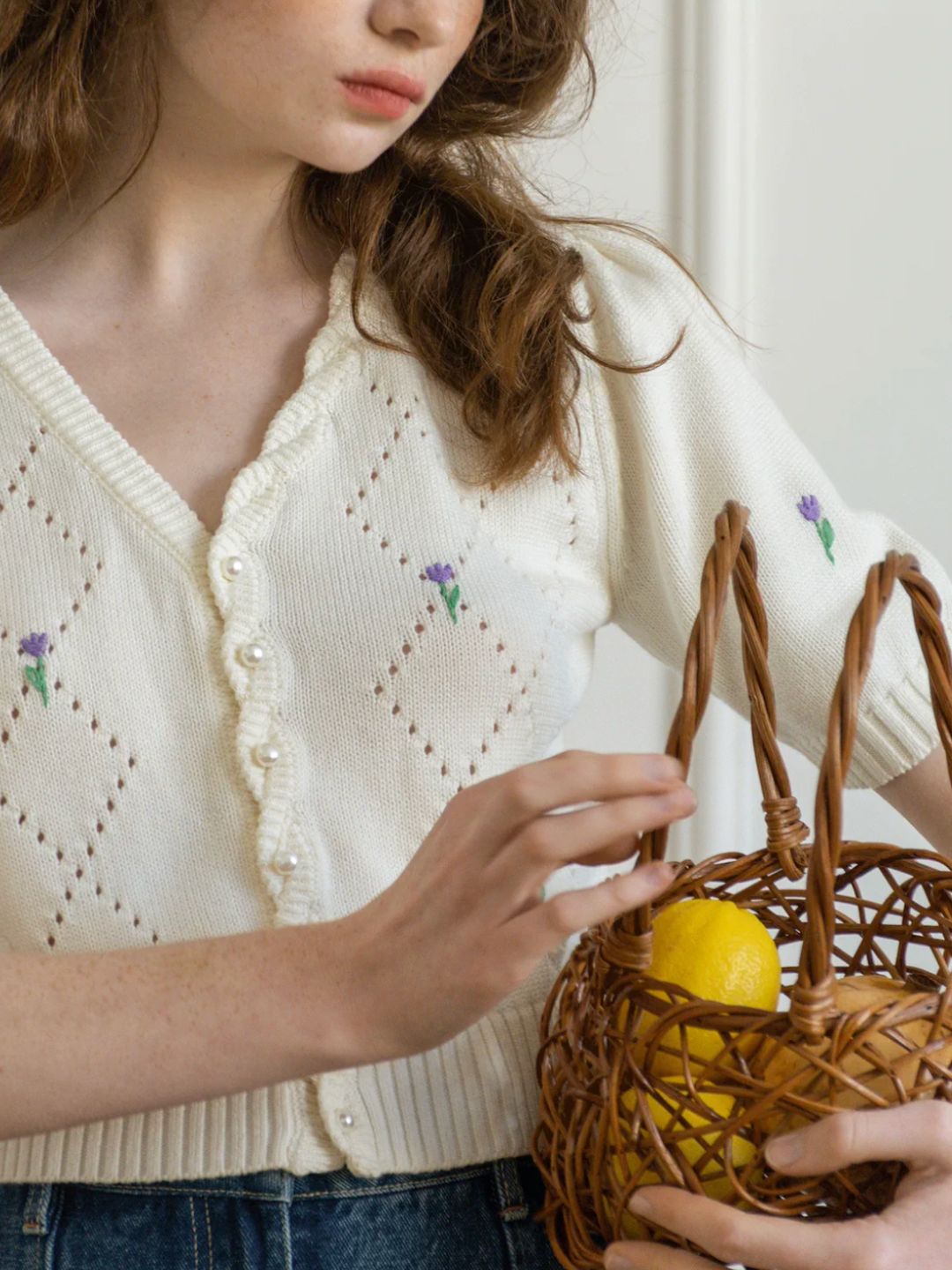 Floral Embroidered Cutout Shirt