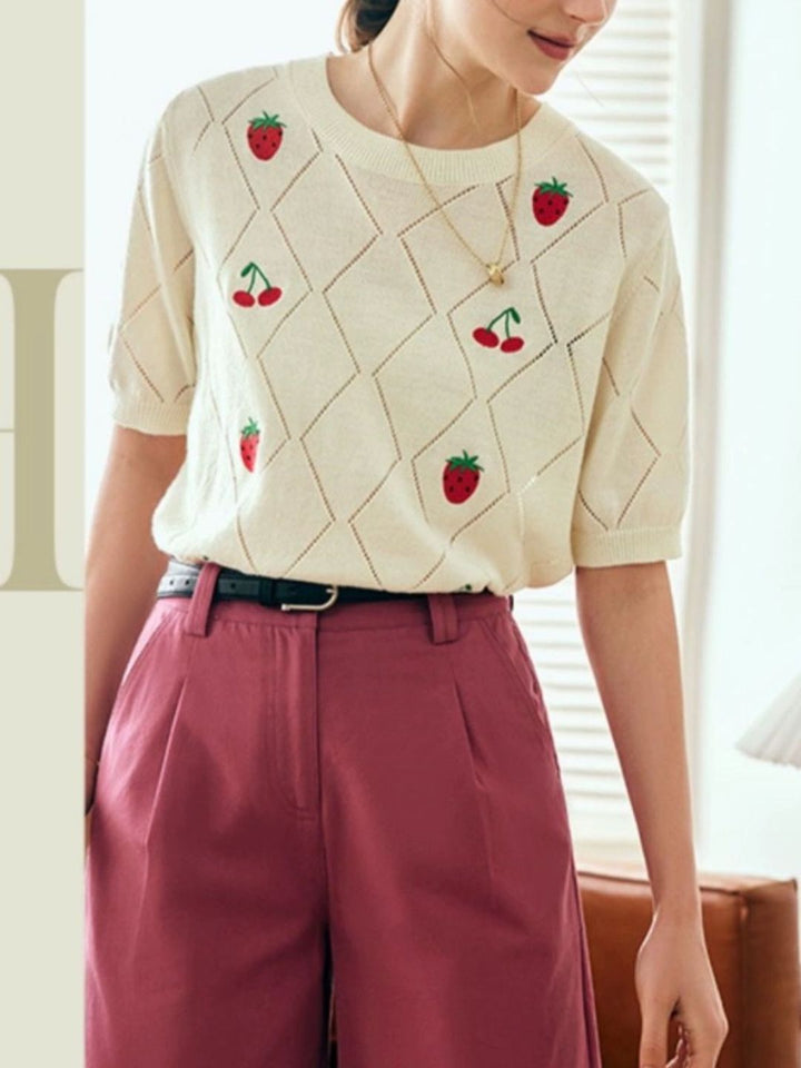 Embroidered Hollow Sweater